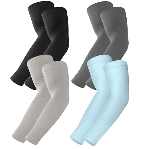 BHYTAKI UV 자외선 차단 팔 슬리브 6쌍, UPF 50 스포츠 쿨링 암 압박 슬리브 남성 여성 청소년용 - color: 블랙 1개+다크 그레이 1개+라이트 그레이 1개+라이트 블루 1개