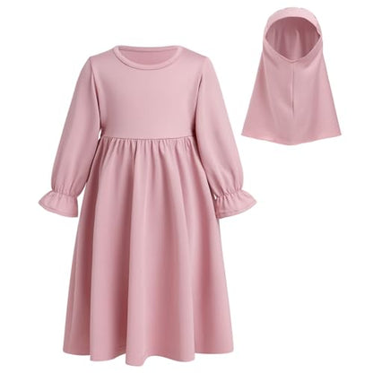 ODASDO Newborn Infant Baby Girls Muslim Abaya Prayer Dress with Hijab Middle East Arabian Dubai Robe Ramadan Eid Clothes - color: Pink, size: 18-24 Months
