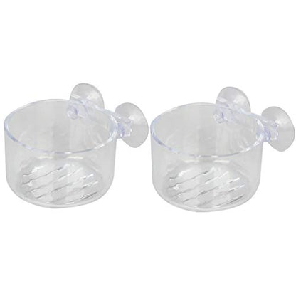 2 Packs Aquarium Live Feeder Shrimp Fish Food Feeding Cups Small Clear Acrylic Cup with Suction Cup