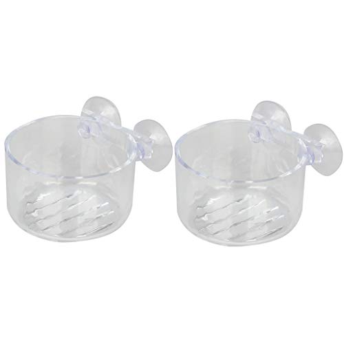 2 Packs Aquarium Live Feeder Shrimp Fish Food Feeding Cups Small Clear Acrylic Cup with Suction Cup