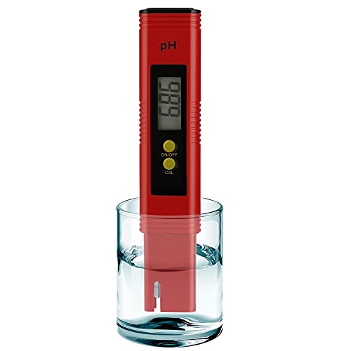 PH Meter for Water Hydroponics Digital PH Tester Pen 0.01 High Accuracy Pocket Size with 0-14 PH Measurement Range for Household Drinking, Pool and Aquarium (1, Red, Normal) - color: Red