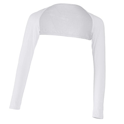 LoveinDIY Full Arm Sleeves Shrug Hijab Ramadan Islamic Stretchy Modal One Piece - color: White
