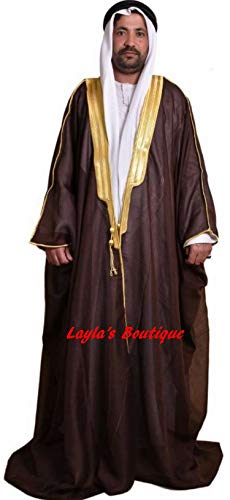 Al Aseel Mens Bisht Cloak Bisht thobe Eid - color: Dark Brown