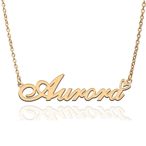 Custom Name Necklace Customized Personalized Plated Necklace for Mother Daughter Friendship Women Valentine's Day Christmas Birthday New Year Party - style: Aurora Gold