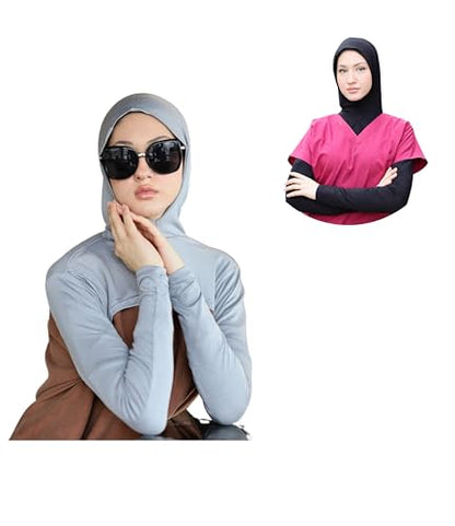 para life Hijab-Dickey-BoleroArm Sleeve With Hijab-Hijab&Armsleeve|Shrugs For Women-Arm Sleeve|Arm Sleeves For Women - color: Grey