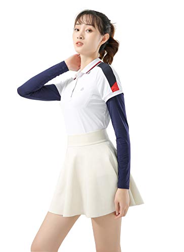Women's Golf Cooling Shawl Outdoor Sun Protection Arm Sleeves - color: Blue, size: Large