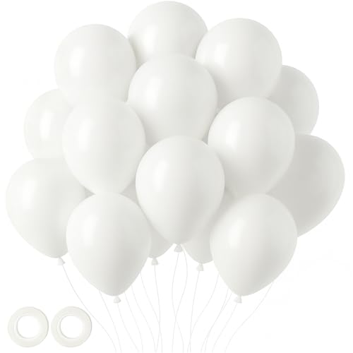 Voircoloria 105pcs White Balloons 12inch Party Balloons for Birthday Baby Shower Graduation Wedding Anniversary Party Decorations - color: 03 White, size: 12 inch - 105pcs