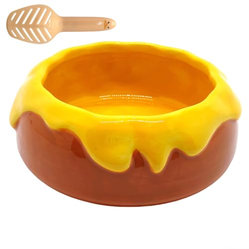 M2cbridge Ceramic Pudding Hamster Food Bowl Feeding Dish Water Bow for Guinea Pig Hedgehog Small Animal(Orange) - color: Orange