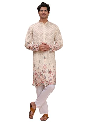 Pro-Ethic Style Developer Mens Indian Traditional Cotton Kurta Sets, Men Kurta Set Indian Wedding Dress (A-125) - color: Fawn, size: Small