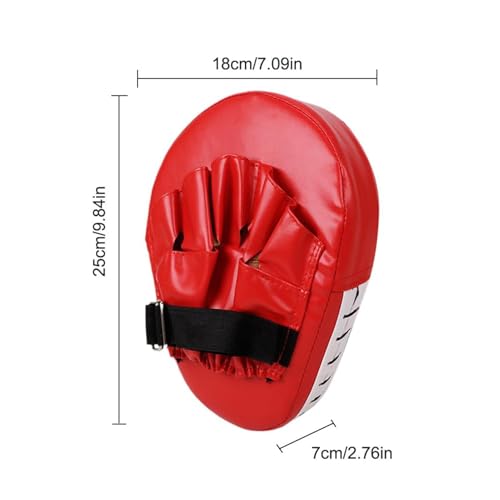 Boxing Pads Gloves Thick Adjustable Curved Focus Punching Mitts | Hand Target Training Hand Pads for Kickboxing Karate Thai - color: Red