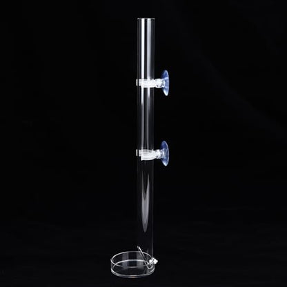 Fish Shrimp Feeding Tube and Tray, Acrylic Clear Aquarium Shrimp Feeding Tube and Dish Set, Fish Feeder Tube Plate Suction Wall Mount, Assembled Shrimp Feeder Tube Tray for Fish Shrimp (15.74 inches)