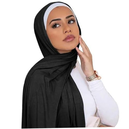Jersey Hijab for Women, Soft Breathable Modal Hijab, 67x28 Inch Long Black Hijab, Fashion Muslim Hijab Scarf for Women Black Hijab Hijab Scarf Jersey Hijab for Women - color: Black