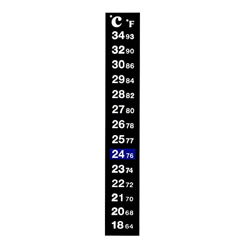 SunGrow Betta Fish Tank Thermometer Stick On, Aquarium Temperature Sticker Strip, 5.2 x 0.7 Inches, Green & Blue Temperature Indicator, Amphibian and Reptile Thermometer Sticker, Black, 1 Pc - size: 1 Pc Thermometers