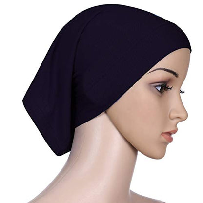 5 Pcs Under Scarf Hijab Caps Undercap Hijab Stretch Solid Color Tube Bonnet Underscarf Headwear Turban Hat Headwrap - color: Set 1