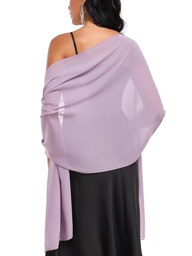 Shawls and Wraps Soft Chiffon Scarve Scarf For Evening Party Dresses Wedding Stole - color: Violet