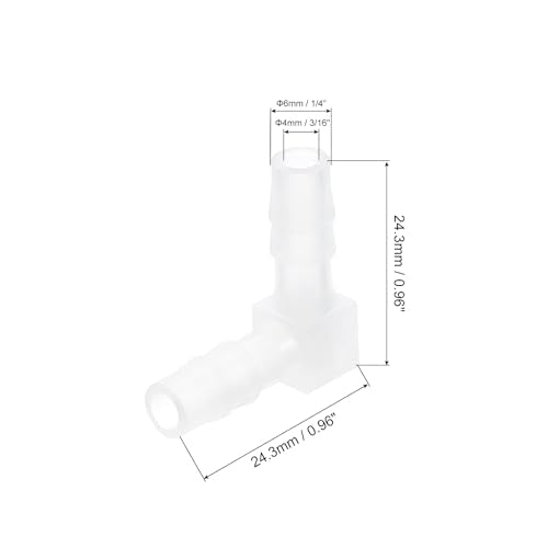 uxcell 1/4" 90 Degree Elbow Hose Barb, 4pcs L-Shaped Aquarium Air Valve Connector Tubing for Fish Tank Pond Air Line - size: 0.25 Inch