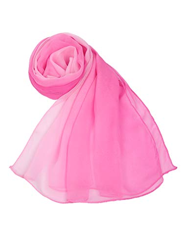 uxcell Women'sChiffon Sheer Long Scarf Silky Gradient Party - color: Pink