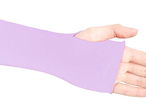 V28 Women Stretchy Long Sleeve Fingerless Gloves - color: Lightpurple