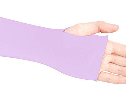 V28 Women Stretchy Long Sleeve Fingerless Gloves - color: Lightpurple