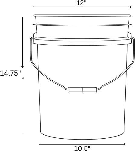 Food Grade 5 Gallon Made in USA Plastic Bucket with Air Tight Screw on Lid (White Buckets with Red Lids) - color: White Buckets With Red Lids