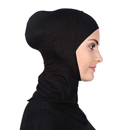 GERINLY Solid Women's Muslin Hijab Sport Head Scarf - Plain Under Scarf Muslimah Turban Cap - Ramadan Accessory - color: Black
