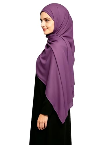 Lina & Lily Non-see-through Premium Jersey Maxi Hijab Head Scarf Wrap for Muslim Women - color: Berry