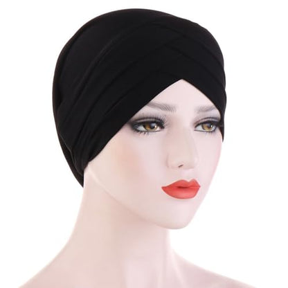 PURFUN 2 Pcs Muslim Inner Hijab Caps Women Girls Stretchy Breathable Full Cover Undercap Tube Bonnet Under Scarf Hats Beanie - color: Black+white/2pcs