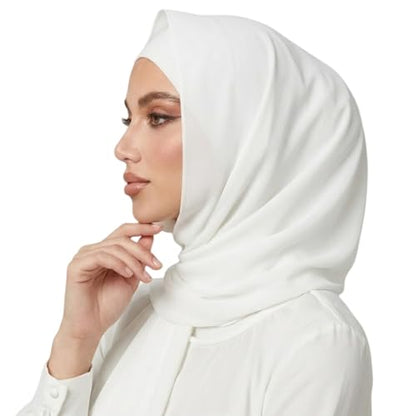 Yeieeo Instant Chiffon Hijab with Undercap (Tube or Bandage Cap), Breathable, no sweat buildup,Solid Chiffon Head Wraps - color: White