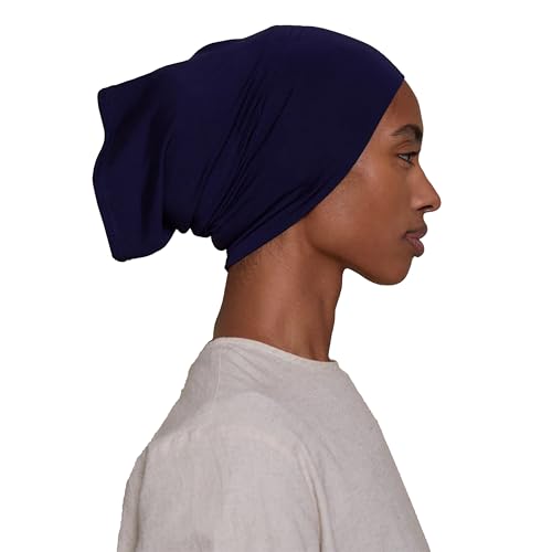 Slip-on Instant Premium Jersey Hijab with Undercap - Buttery Soft, Lightweight Hijab with Innovative Tie-Back Design - color: Navy Blue