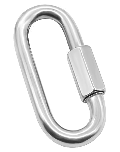 Anvin 1 Pack Large Quick Links M12 1/2 Inch Heavy Duty Carabiner Stainless Steel Chain Links Connector D Shape Locking Chain Hooks Repair Utility Screw Links for Camping Outdoor Equipment Hammocks - style: Oval, 4.2 Inch, 1 Pack