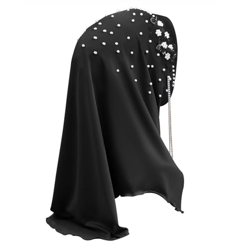 Women Soft One Piece Hijab Long Muslim Turban Islamic Full Head Scarf - color: Chains/Black