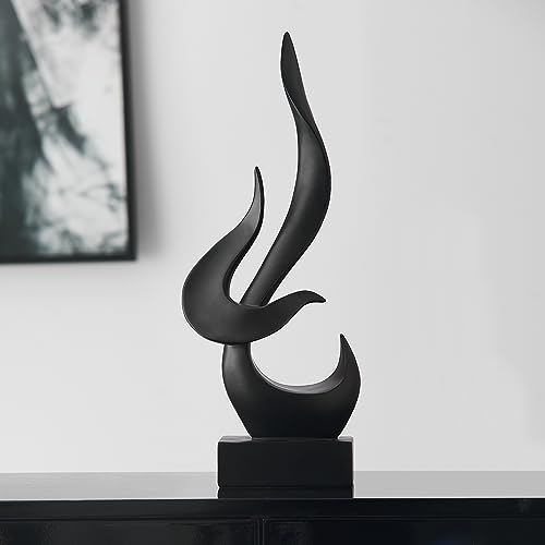 AWNR Black Flame Abstract Sculpture Resin Art Statue Modern Home Decor for Living Room TV Stand Office Shelf Accents Minimalist Figurines Centerpiece Table Decorations - color: Black Abstract Statue