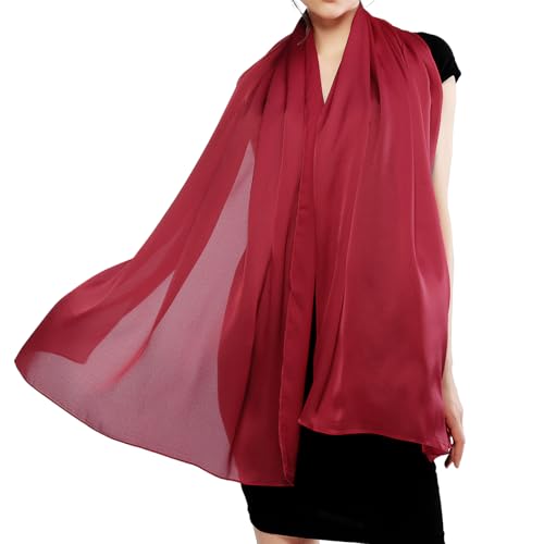 RIIQIICHY Women Shawls and Wraps for Evening Dresses Like Chiffon Silk Scarf Formal Silky Pashmina Shawls for Weddings - color: Burgundy