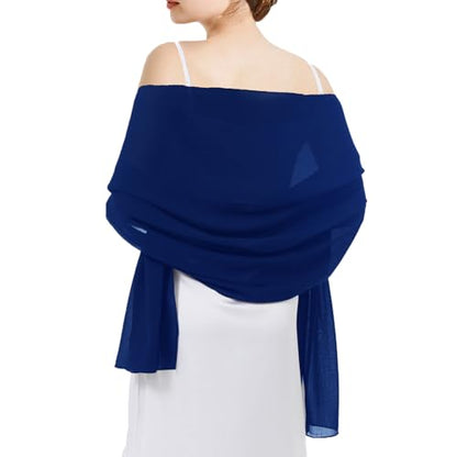 Chiffon Shawls and Wraps - Lightweight Scarve for Women Evening Dresses Wedding Bridal Formal Party - color: G-royal Blue
