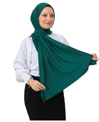 Prien Hijab for Women Viscose Scarf Lightweight Muslim Hijabs Long Shawl Islamic Scarves Turkey Silk Headscarf for Womens - color: Emerald