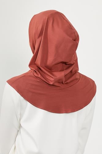 Aisha's Design Full Coverage%95 Cotton Bonnet for Women, Ready-to-Wear Hijab Bonnet Headscarf with Neck Coverage - color: Cinnamon