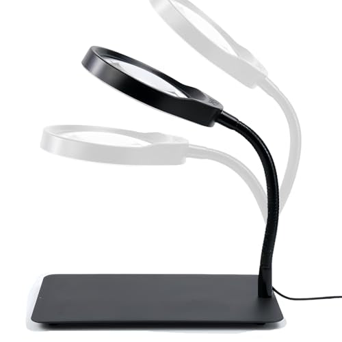 10X Magnifying Glass with Light and Stand,Dimmable Flexible Magnifying Craft Ligh, LED Lighted Magnifier Hands Free for Close Work Craft Reading Painting Hobby (Black-04) - style: Black-04