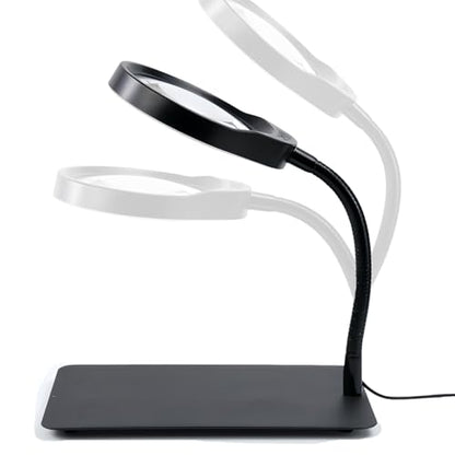 10X Magnifying Glass with Light and Stand,Dimmable Flexible Magnifying Craft Ligh, LED Lighted Magnifier Hands Free for Close Work Craft Reading Painting Hobby (Black-04) - style: Black-04
