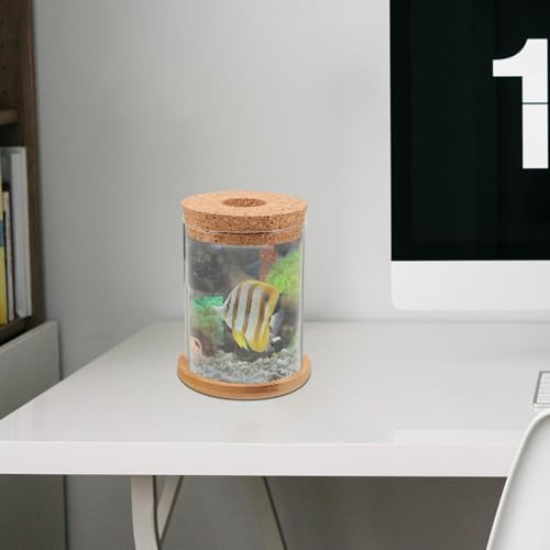WOONEKY Glass Fish Bowl Goldfish Bowl Hydroponic Plant Terrarium Container 8x10cm with Mat for Desktop Home Aquarium Decor