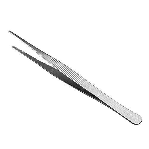 8 inch Long Kitchen Tweezers Stainless Steel, Chef Cooking Tweezers Tongs | Metal Tweezers Silver with Precision Serrated Tips Pincette for Baking Sea food, Bar Tweezer - size: 8"
