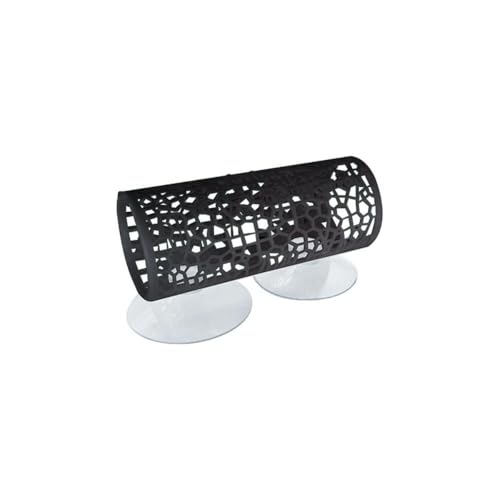 Fish Tunnel Small Hole Hollow Fish Hideout Resting Tube with Suction Cup for Fish Tank Aquarium Ornaments Decoration(Black)
