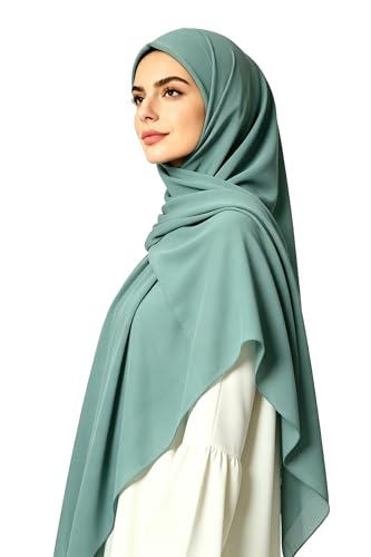Lina & Lily Premium Chiffon Hijab Head Scarf Shawl Wrap for Muslim Women Square 58'' x 58'' - color: Sage Green