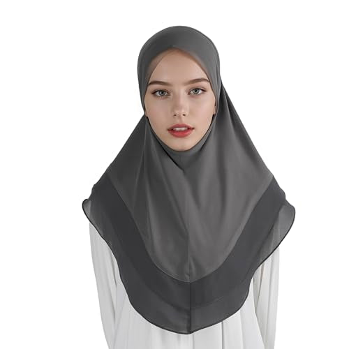 Hijab for Women Muslim Patterned Headscarf Arabian Headscarf Islamic Khimar Prayer Cloth Hijab Scarf for Women - color: Dark Grey