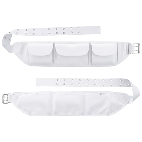 Dansydaisy Ihram Belt for Hajj and Umrah White Adjustable Ihram Waist Belt with Zippered Pockets Fits 32" up to 52" - style: 3 Pocket