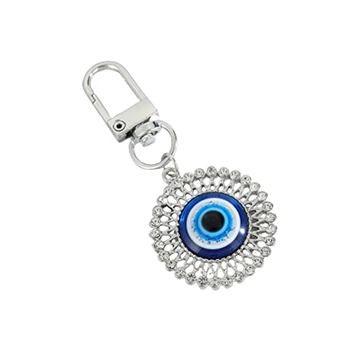 Hamsa Hand Keychain Evil Eye Keychain Car Keyring Kabbalah Good Luck Protection Walls Handbags Ornament Jewelry - color: Sliver Round