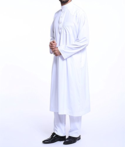 zhxinashu Men's Muslim Thobe Loose Kaftan Dubai Clothing with Pants S-XXXL - size: X-Large