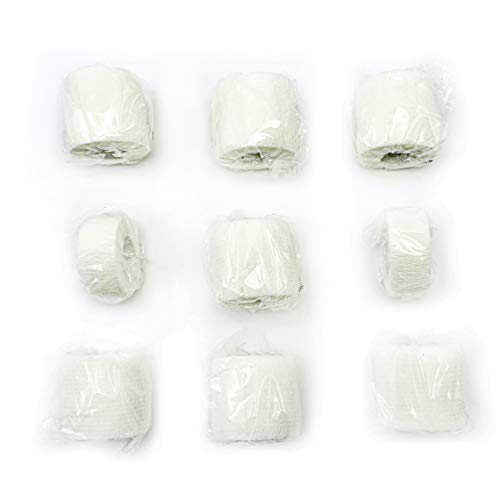 FRESINIDER 9 Rolls Self Adhesive Wrap Athletic Tape Gauze, Breathable Elastic Cohesive Bandage for Sports Injury & Pet (7 Pcs 2" x 5 Yards + 2 Pcs 1" X 5 Yards) (White) - color: White