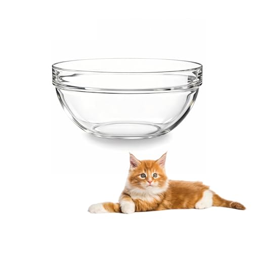 Replacement Glass Bowl for Feoyoho 3.75in Feeder Stand – Small, 13.7 oz / 1.7 Cups, Dishwasher & Microwave Safe - size: For 3.75ʺ Tall Stand (Small, 13.7 oz)