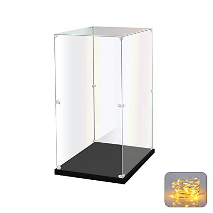 KOLIPI Acrylic Display Case for Collectibles Assemble Clear Acrylic Display Box for Lego Alternative Glass Case for Showcasing Figures Doll Toys Home Storage(10x10x15.7 inch, 25x25x40 cm) | Plexiglass Box for Lego Figures Dolls Models, Dustproof Protectio