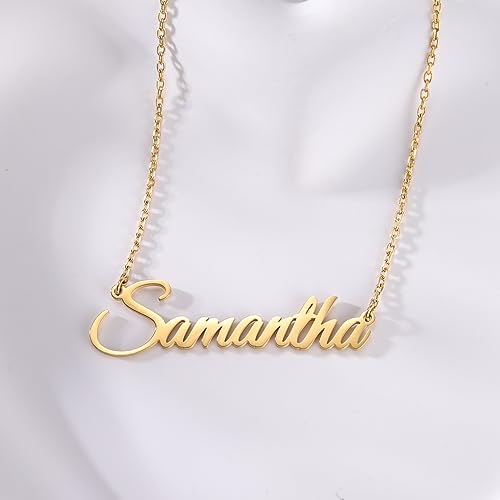 TinyName Custom Name Necklace Personalized 18K Gold Plated Nameplate Customized Jewelry Gift for Women - color: Gold